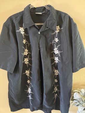Rip Curl Black Short-Sleeve Embroidered Camp Shirt